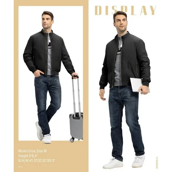 Men's Winter Lightweight Bomber Jackets Water Resistant Fall Casual Windbreakers